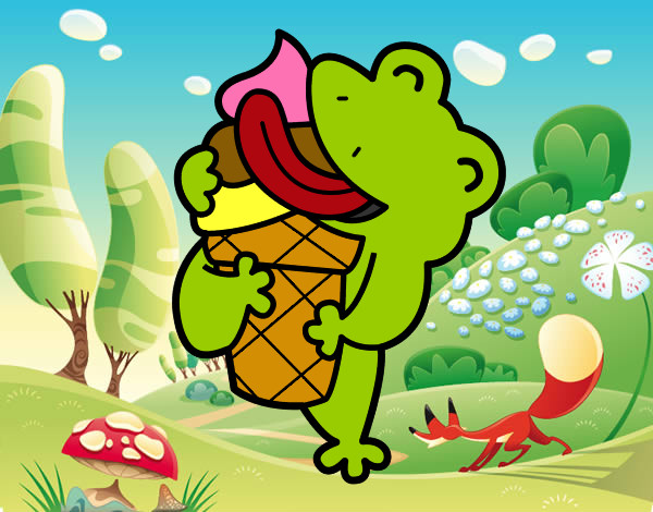Frog with a ice cream