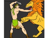 Coloring page Gladiator versus a lion painted byBigricxi