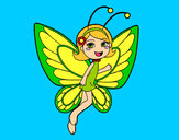 Coloring page Happy butterfly fairy painted byrainbow