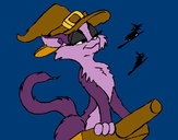 Coloring page Witch cat painted byrainbow