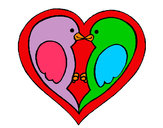 Coloring page Birds in love painted bymade12