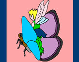 Coloring page Fairy and butterfly painted bymade12