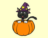 Coloring page Halloween kitten painted bycmm777