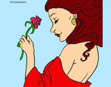 Coloring page Princess with a rose painted bybella