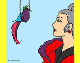 Coloring page Woman and bird painted bymade12