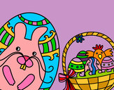 Coloring page Basket with Easter eggs painted bymade12
