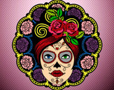 Coloring page Mexican skull female painted bymade12