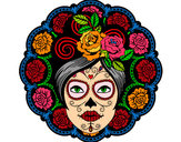 Coloring page Mexican skull female painted bymade12