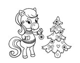 Coloring page Christmas pony painted byShauna