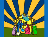 Coloring page nativity scene painted byShebear