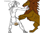 Coloring page Gladiator versus a lion painted byKiara