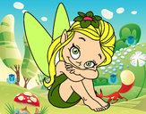 Coloring page Fairy sitting painted byMeli