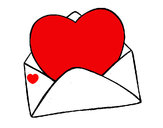 Coloring page Heart in an envelope painted by+delmar