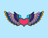 Coloring page Heart with wings painted byphoenix