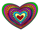 Coloring page Heart mandala painted bykeri