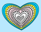 Coloring page Heart mandala painted bywawa