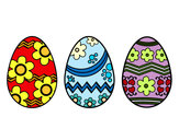 Coloring page Three Easter eggs painted byAutumn
