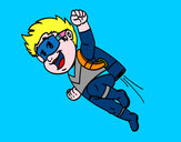 Coloring page Flying hero painted byNate