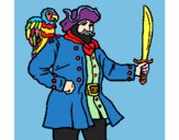 Coloring page Pirate with parrot painted byJubblyRuss