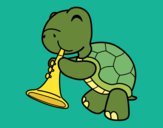 Coloring page Turtle with trumpet painted byShelbyGee