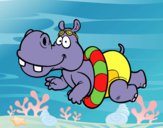 Coloring page Hippo swimming painted bybarbie_kil