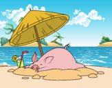 Coloring page Piglet on the beach painted bybarbie_kil