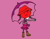 Coloring page Girl with umbrella painted bymimi