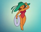 Coloring page Woman on beach painted byFloquinho
