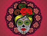 Coloring page Mexican skull female painted byDKAcrazy