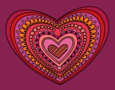Coloring page Heart mandala painted bycici