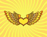 Coloring page Heart with wings painted bycici