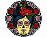 Coloring page Mexican skull female painted byLala B