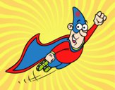 Coloring page Superhero flying painted byJill