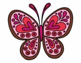 Coloring page Butterfly mandala painted bybella