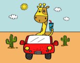 Coloring page Giraffe driving painted bylilarn97