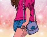 Coloring page Girl with handbag painted bybella