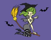 Witch flying on her broomstick