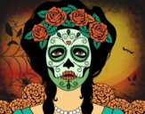 Coloring page Female mexican skull painted byLala B