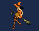 Coloring page Halloween Witch painted bykutsie