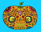 Coloring page Day of the dead Pumpkin  painted byweezy