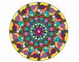 Coloring page Mandala flower with circles painted byvane30