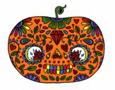 Coloring page Day of the dead Pumpkin  painted bykddowning