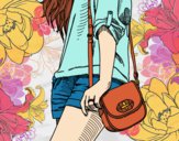 Coloring page Girl with handbag painted byatikahSH