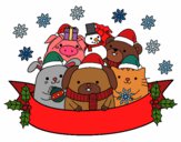 Coloring page Christmas animals painted bystefania