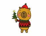 Coloring page Christmas Bear painted bystefania