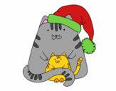 Coloring page Christmas kittens painted bystefania