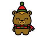 Coloring page Christmas little bear painted bystefania