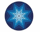 Coloring page Mandala star mosaic painted bystefania