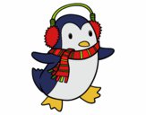 Coloring page Penguin with scarf painted bystefania