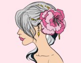 Coloring page Flower wedding hairstyle painted bynelli00949